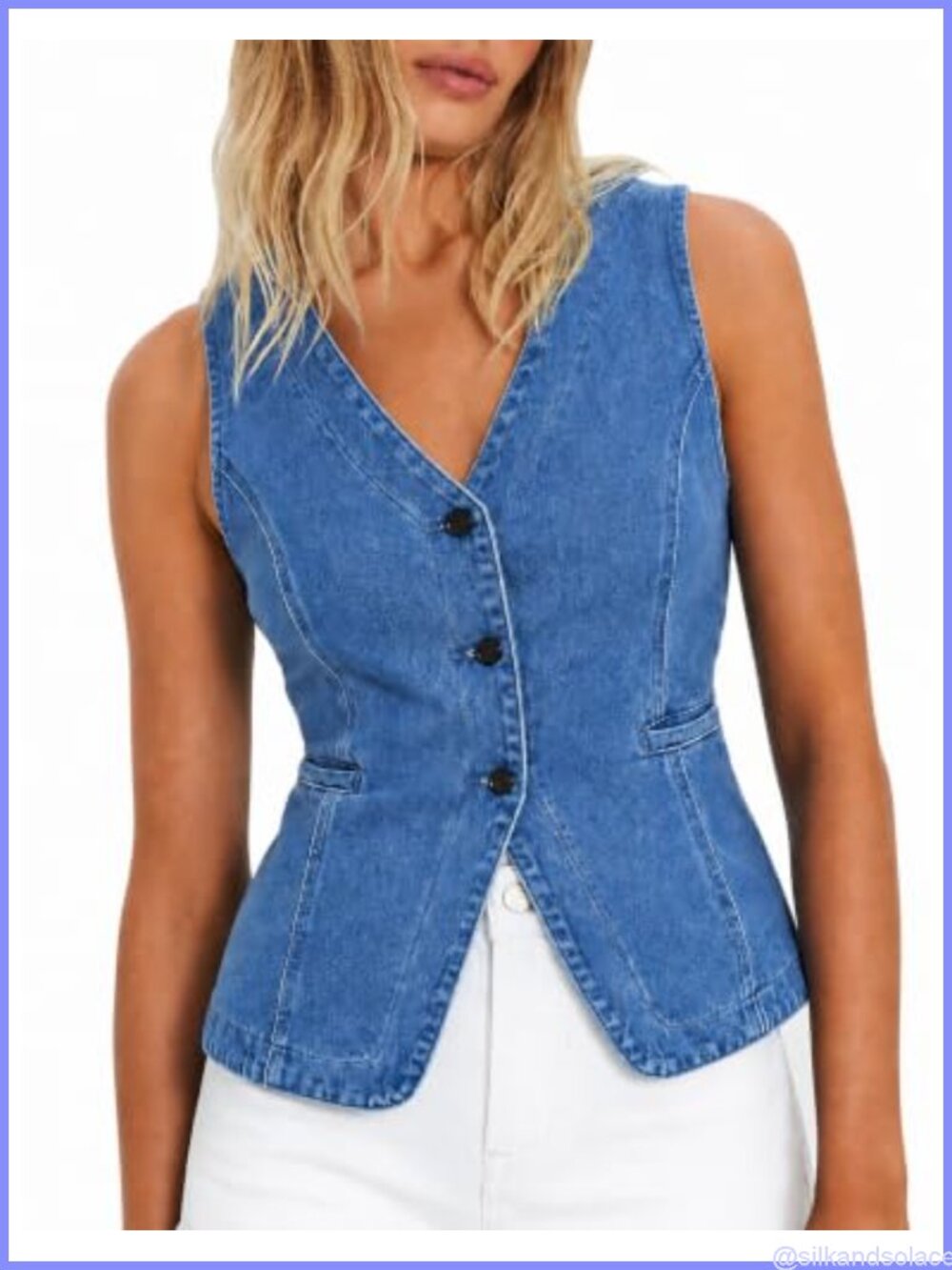 Women's Denim Vest Sleeveless Jean Vest Top Cotton Blend